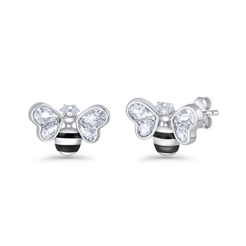 Bee Stud Earring 11.8mm Pear Cubic Zirconia 925 Sterling Silver Wholesale
